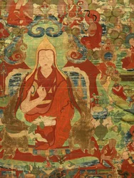 Detail van de Derde Panchen Lama Losan Penden Yeshe